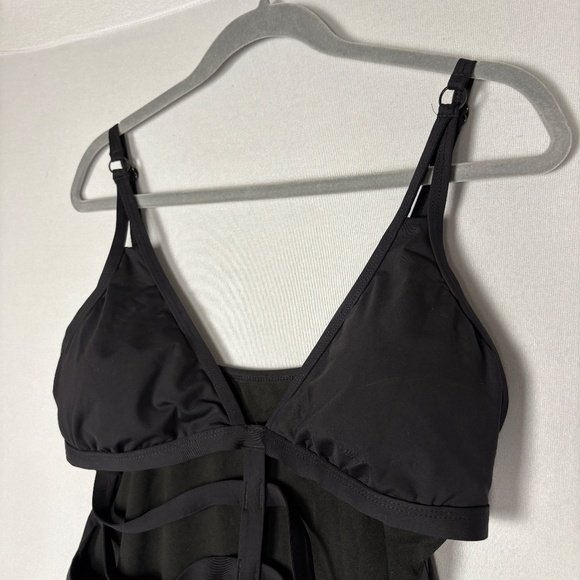 KENNETH COLE NY | Sexy Black Caged V-Neck Cut-Out One-Piece Swimsuit Size XL - Picture 3 of 9